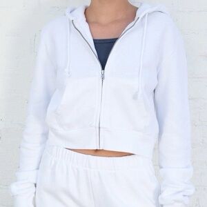 Brandy Melville White Zip-Up Hoodie